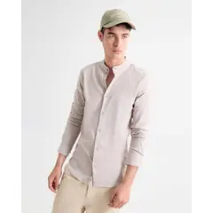 SEVEN SEVEN - Camisa Para Hombre Manga Larga Sin Bolsillo Cuello Neru Color Piel Marca #45012118