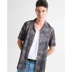 SEVEN SEVEN - Camisa Para Hombre Manga Corta Sin Bolsillo Cuello Resort Color Verde Marca #45012132