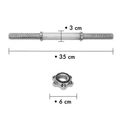 HOMESALE - Combo de 2 Mancuernas de acero cromado 35cm/ diametro 3cm