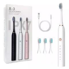 GENERICO - Cepillo Eléctrico Dental Impermeable 4 Cabezales Blanco.---