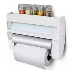 DAYOSHOP - Dispensador De Papel Cocina 4 En 1 Toallas Aluminio Plastico