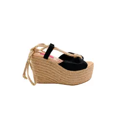 MERCEDES CAMPUZANO - Spadrilla Plataforma Vivien de Mujer Negro