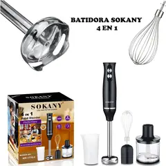 SOKANY - Batidora De Mano Inmersión 4 En 1 Acero Inoxidable