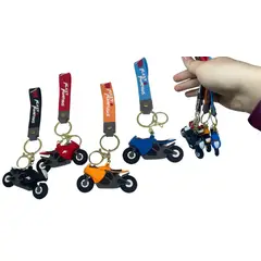 MAZUGI - Llavero en forma de motocicleta de goma X1 unidad, 4 colores