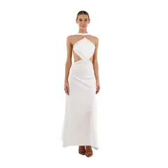 MERCEDES CAMPUZANO - Vestido Largo Lorde de Mujer Marfil