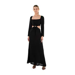 MERCEDES CAMPUZANO - Vestido Largo Aura de Mujer Negro