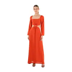 MERCEDES CAMPUZANO - Vestido Largo Aura de Mujer Terracota