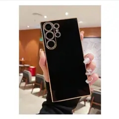 GENERICO - Funda Forro Borde Dorado En Silicona Para Samsung Galaxy A15 - Negro