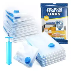 GENERICO - Set X5 Bolsas Al Vació + Bomba Ahorrador Espacio