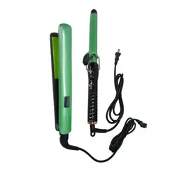 LEMMAN - Combo Plancha Para Cabello Y Pinza Rizadora Aguacate