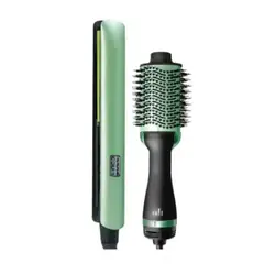 LEMMAN - Combo Cepillo Secador Para Cabello Y Plancha Aguacate