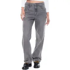 COLOR BLUE - High Waist Wide Leg Jeans Tono Medio