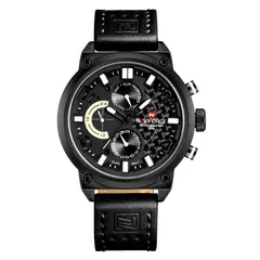 NAVIFORCE - Reloj Casual Nf9068 Crono Hombre Cuero + Estuche