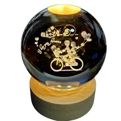 D LIGHT - Lampara Led 3d Esfera de Cristal 8cm