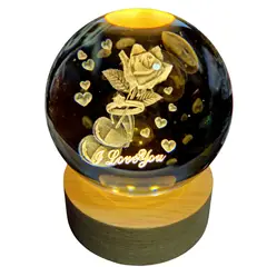D LIGHT - Lampara Led 3d Esfera de Cristal 8cm