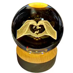 D LIGHT - Lampara Led 3d Esfera de Cristal 8cm