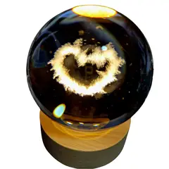 D LIGHT - Lampara Led 3d Esfera de Cristal 8cm