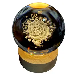 D LIGHT - Lampara Led 3d Esfera de Cristal 8cm