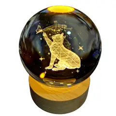 D LIGHT - Lampara Led 3d Esfera de Cristal 8cm
