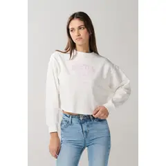 KOAJ - Buzo crop top cuello redondo COLOR para mujer, cuello y MUJER