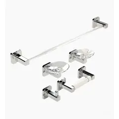 AQUABLUE - Juego Accesorios De Baño Baru, Cromado ,cuadrado X 6 ,ABS.