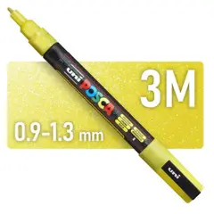 KORES - Marcador Uni Posca Pc-3m Pintura Acrilica Amarillo Glitter