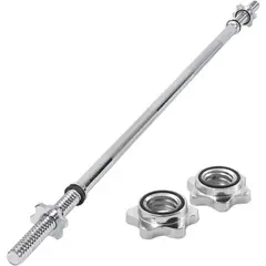 HOMESALE - Barra Recta 120cm Para Pesas De Disco Estandar Acero Cromada