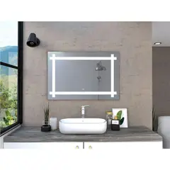 RTA DESIGN - Espejo Rectangular Broni Gris con Luz Led y Botón Touch