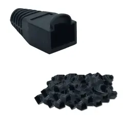 VCP - Bota protectora conector cable UTP RJ45 Cat 5e Negro x 100