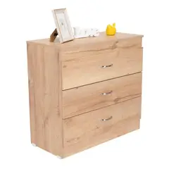 RTA DESIGN - Organizador Conor Café Claro y Blanco con Tres Cajones Organizadores y Manijas Metálicas