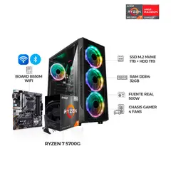 AMD - PC GAMER RYZEN 7 5700G B550M WI-FI 32GB RAM DDR4 SSD 1TB+HDD1TB