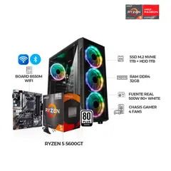 AMD - PC GAMER RYZEN 5 5600GT B550M WI-FI 32GB RAM DDR4 SSD 1TB+HDD1TB