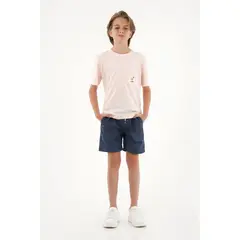 TENNIS - Camiseta rosada con bordado y bolsillo para niño