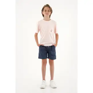 TENNIS - Camiseta rosada con bordado y bolsillo para niño