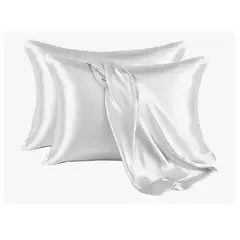 INNOVA - Fundas Para Almohada Satín Seda Cuida Cabello Piel Anti Friz Blanco