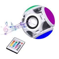 GENERICO - Foco Lámpara Bocina Led Rgb Bluetooth Control 4 Aspas Musica