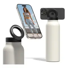 MILOPTS - Termo Botella Agua Acero Inoxidable Con Soporte Imán Celular BLANCO