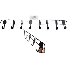 MAZUGI - Perchero Organizador Soporte X 8 Ganchos Utensilios Negro