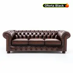 GENERICO - Sofa Chester Harry 3 Puestos 200cm 2 Metros Café.
