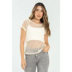 RAGGED - Camiseta malla Marfil