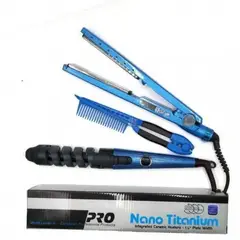 NANO TITANIUM - Combo Plancha, Rizadora Y Peinilla De Cabello Nano Trio Titanium