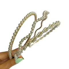 GENERICO - Diadema X 3 Unidades Balaca Vincha Cintillo Perlas Blancas