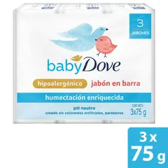 DOVE - Jabon en Barra Baby Hidratacion Enriquecida Tripack 75g