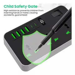 GENERICO - Multitoma Regleta Toma Corriente Puertos Usb + Tipo C
