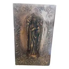 GENERICO - Cuadro Madera Virgen De Guadalupe Tallado Resina Yeso 35x22 Dorado