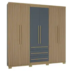 AKIVOY - Closet 6 Puertas Valencia 210x212x47 Castaño - Gris