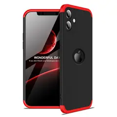 GENERICO - Funda Carcasa Forro Estuche Protector 360 Para iPhone 12 Negro Rojo