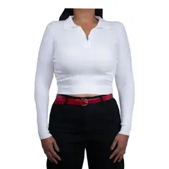 SYK - Buzo Cuello con Cremallera Para Mujer Corto
