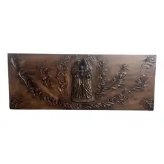 GENERICO - Cuadro Madera Sagrada Familia Tallado Resina Yeso 130x50 Cm Dorado