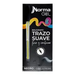NORMA - Boligrafos Gel Negro 07mm 12 Unidades